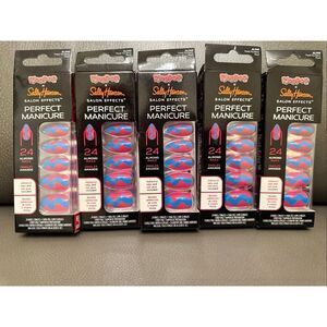 Sally Hansen Ring Pop 5 Sets of Blue and Pink Almond Shaped Press on Nails
